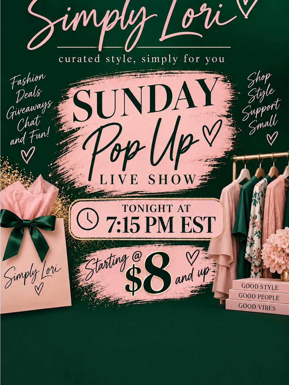 Sunday Pop Up Live Show Poster - Pink & Green